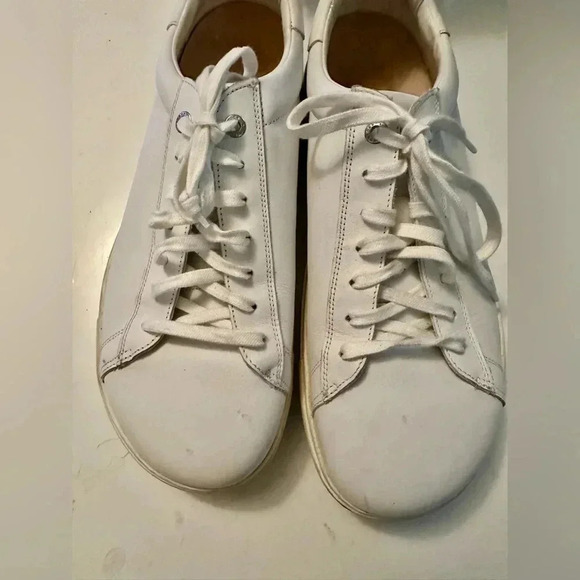 Men’s Birkenstock white leather athletic casual shoes Sz 45 main image 2